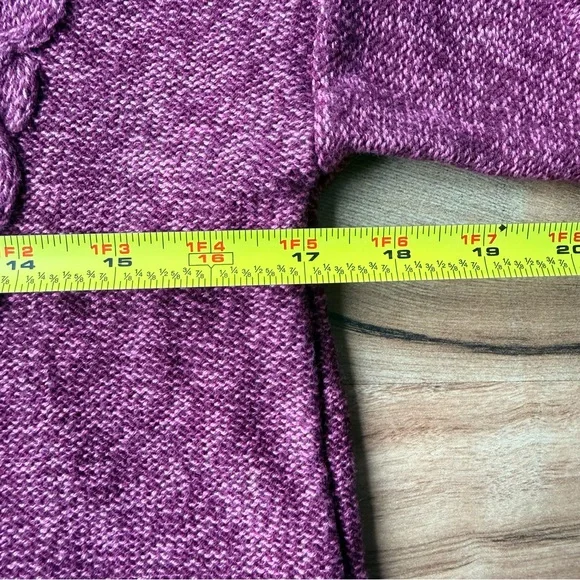 LL Bean Cable Knit Turtleneck Sweater Women’s Mauve Pink Purple 100% Cotton Med - Picture 4 of 8